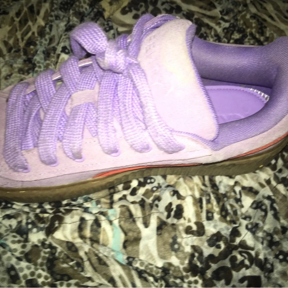 Fenty Suede Platform Sneaker in Lavender with Gum Sole
